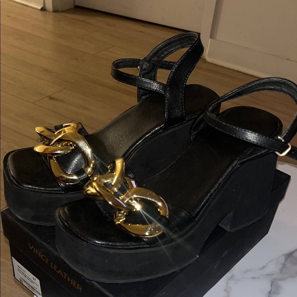 Black and Gold Women's Sandals